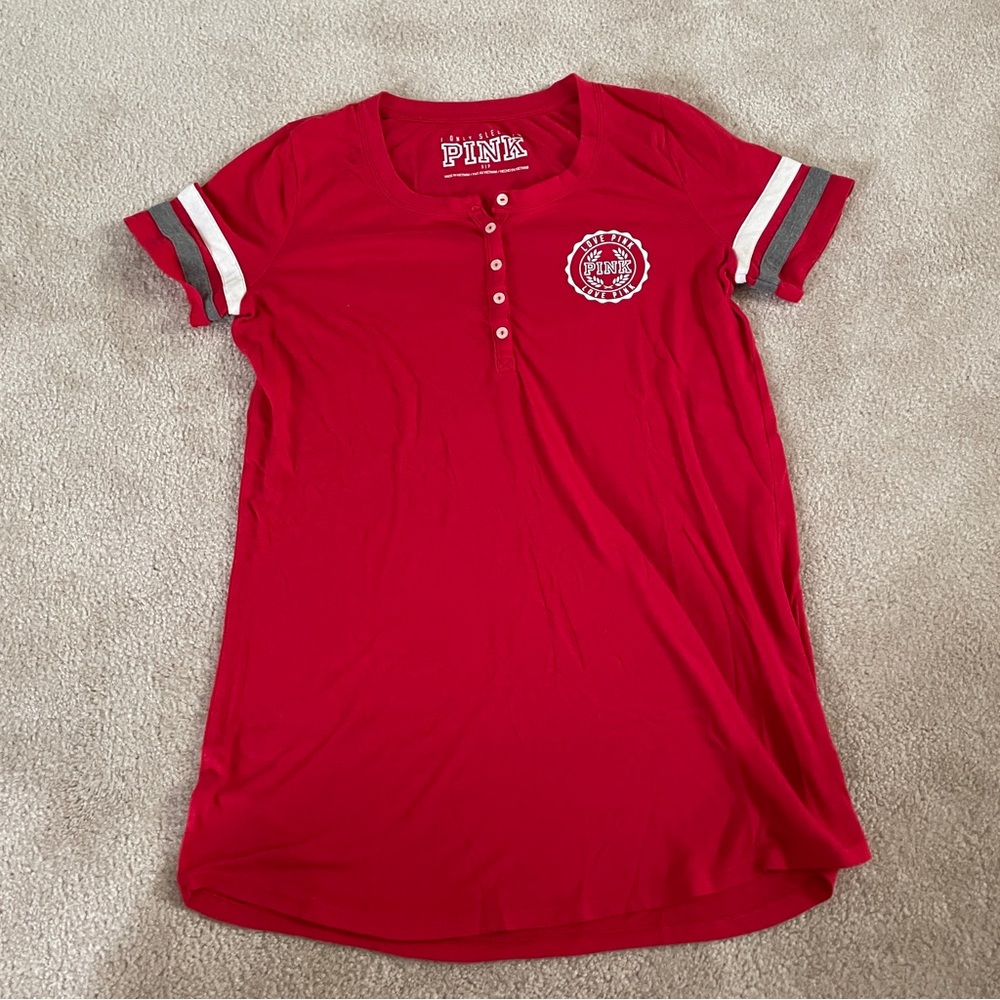 Victoria Secret PINK Coffee Made Me Do It Red Tee in size S